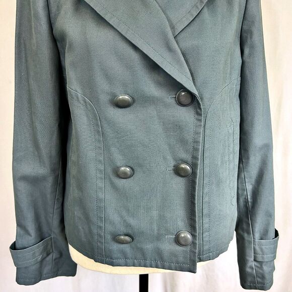 TALBOTS Jackie Fit Cropped Cotton Jacket Blazer - Slate Gray - Women's Sz 10 - Picture 5 of 10